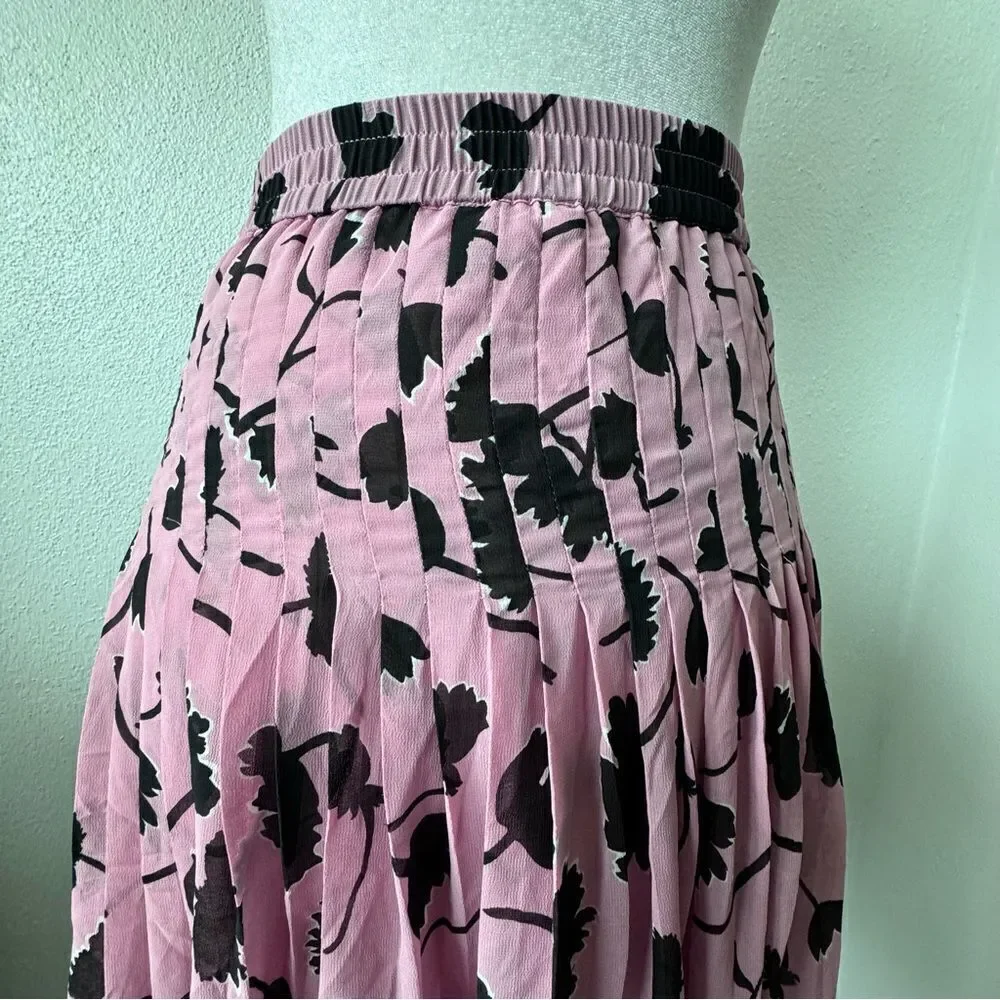 LOFT Floral Skirt Womens Flowy Pleated Dressy Career SZ S